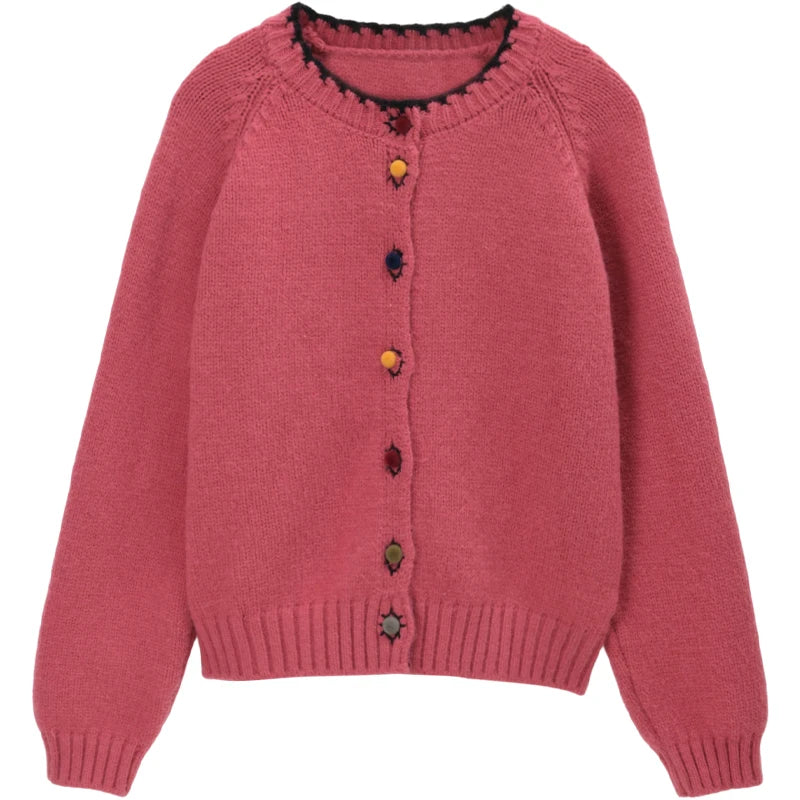 Mishow Color Button Minimalist Crew Neck Cardigan MXE88Z2688