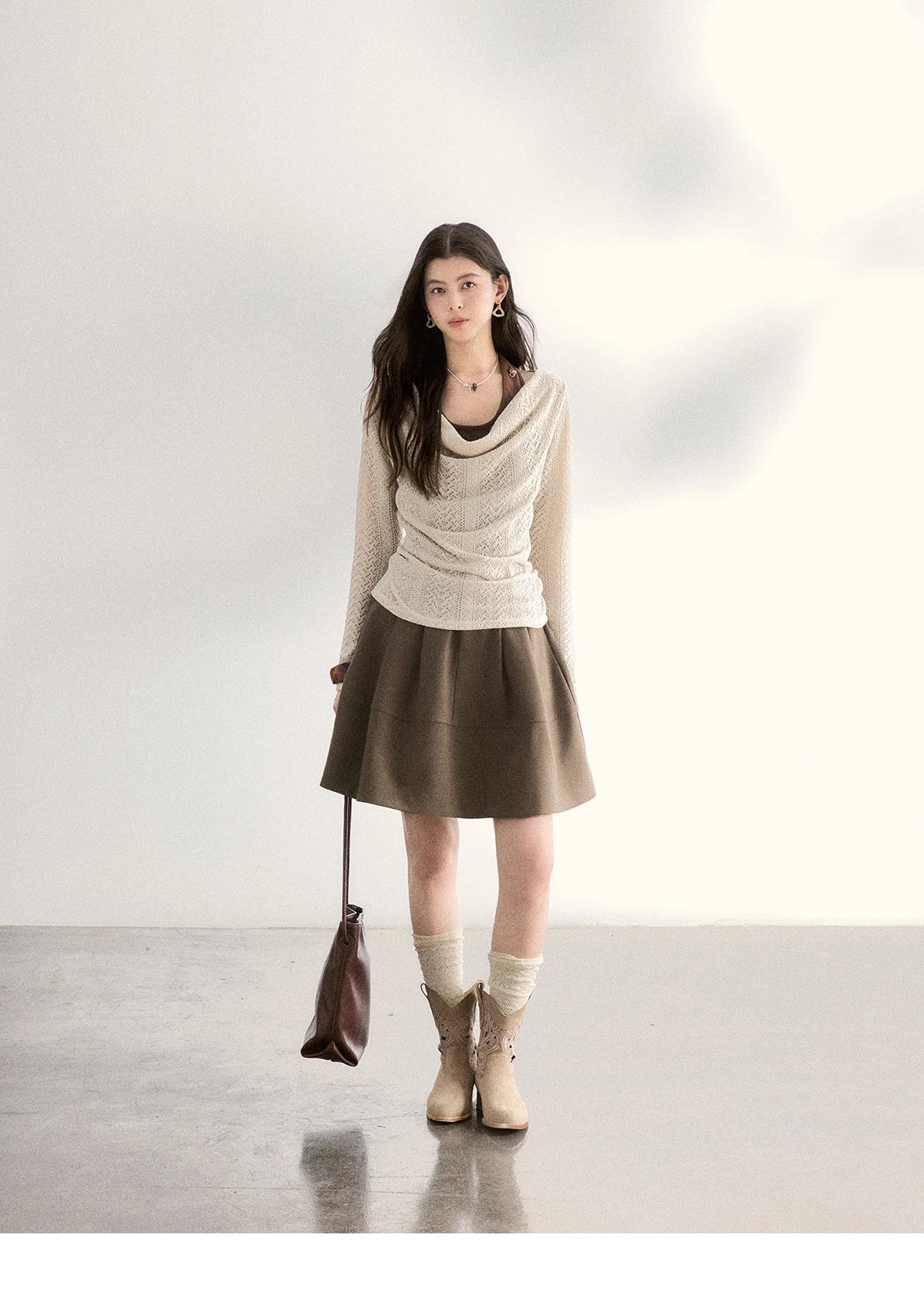 Mishow A-Line Flower Bud Pleated Skirt MXF108B0767