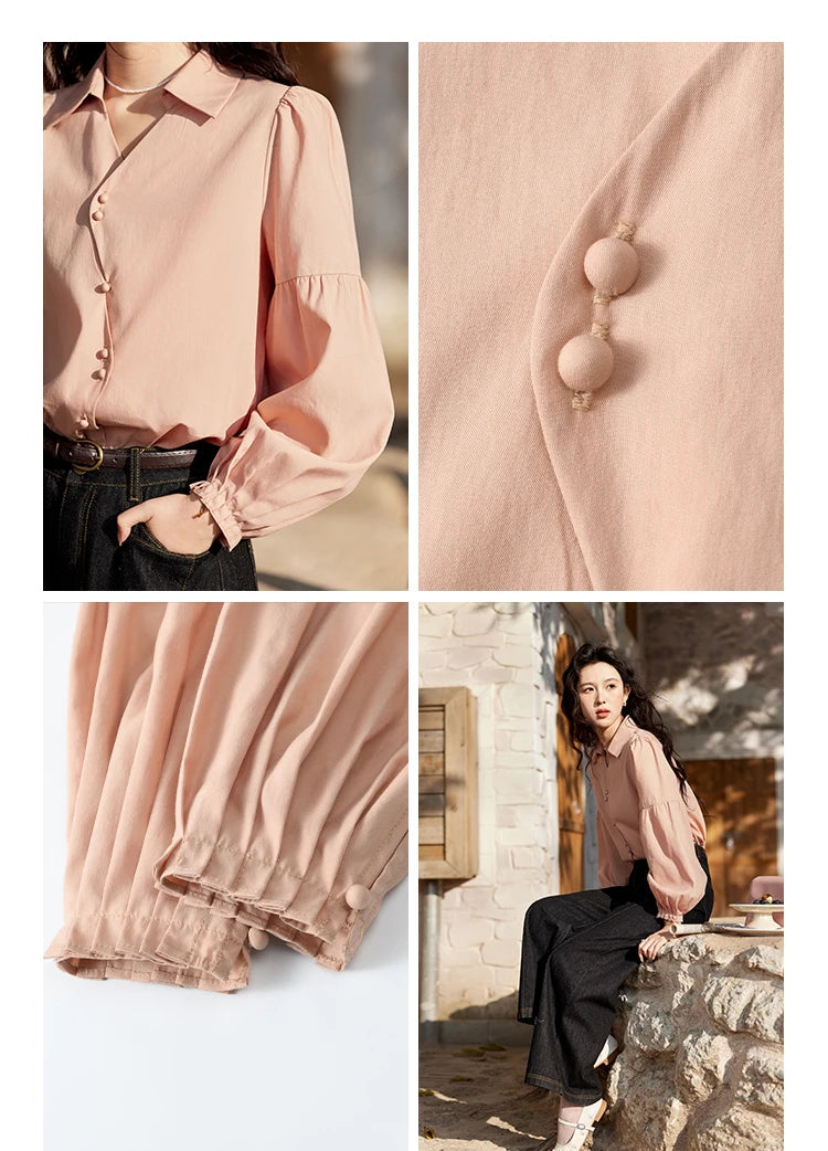 MISHOW French Polo Neck Long Sleeve Shirt Solid Casual MXE11C0388