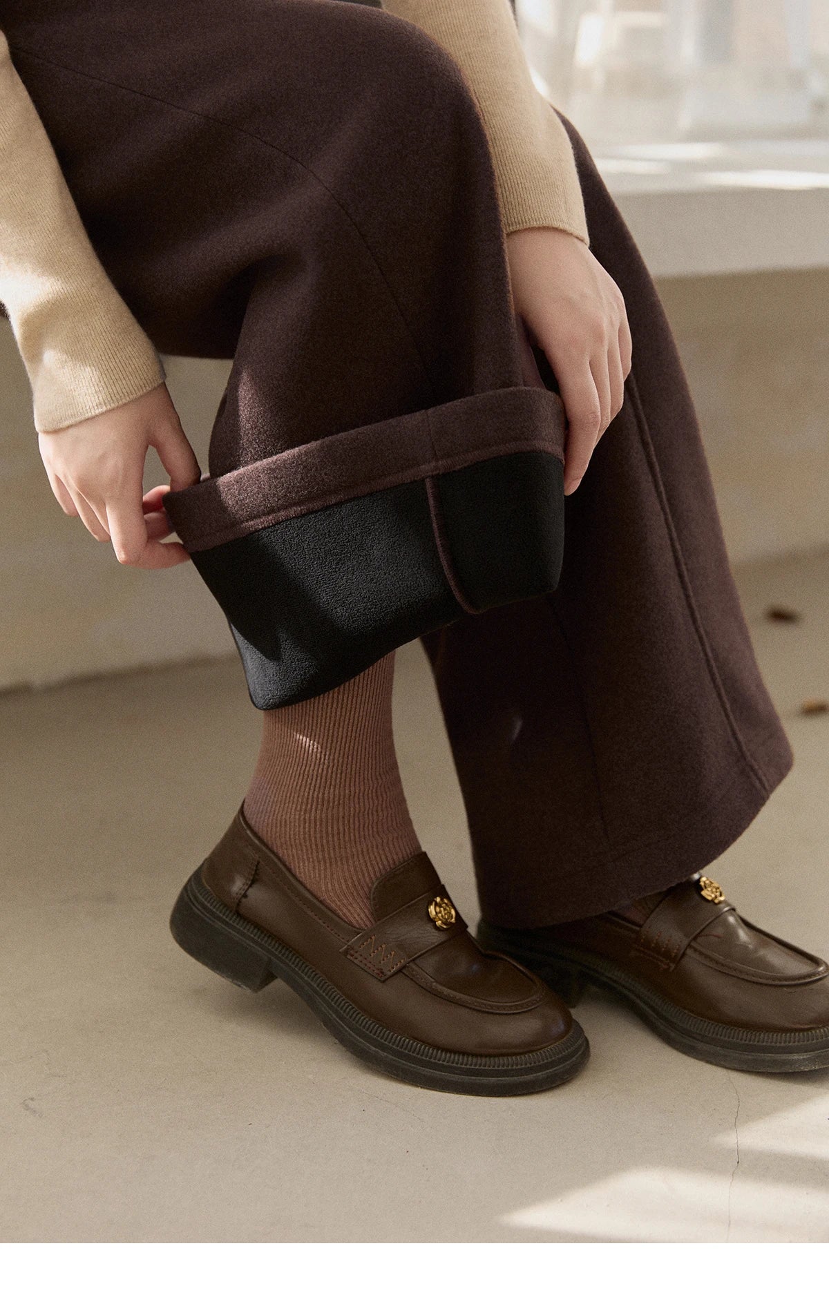 MISHOW High Waist Wide Leg Pants Fleece Warm Knit MXE92K1127