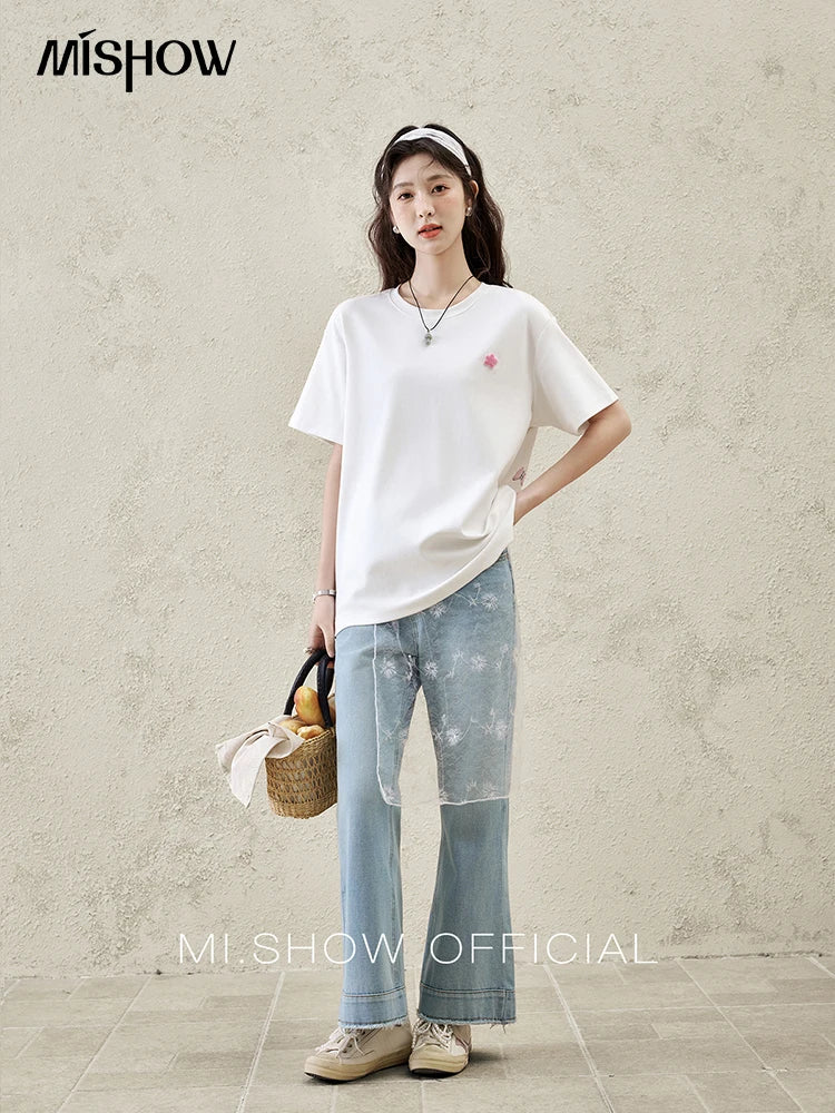 Mishow Graffiti Letter Print Round Neck Tee MXE15T0475