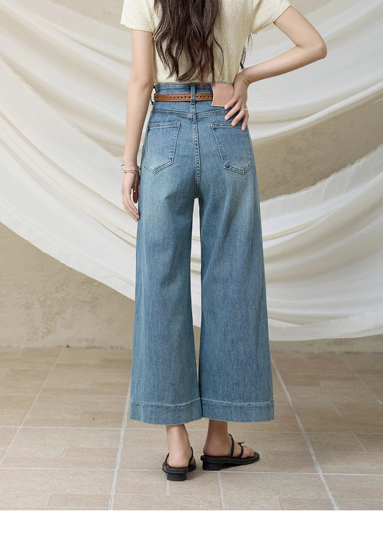 Mishow Slimming High Waist Ankle-Length Wide Leg Jeans MXE32K0919