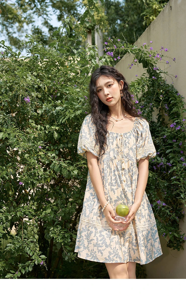 Mishow French Floral U-Neck Lace-Up Doll Dress MXD27L1898
