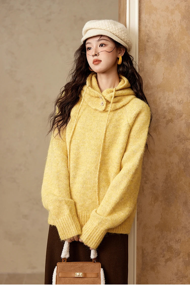 Mishow Hooded Neck Cozy Wool Pullover MXD59Z1123