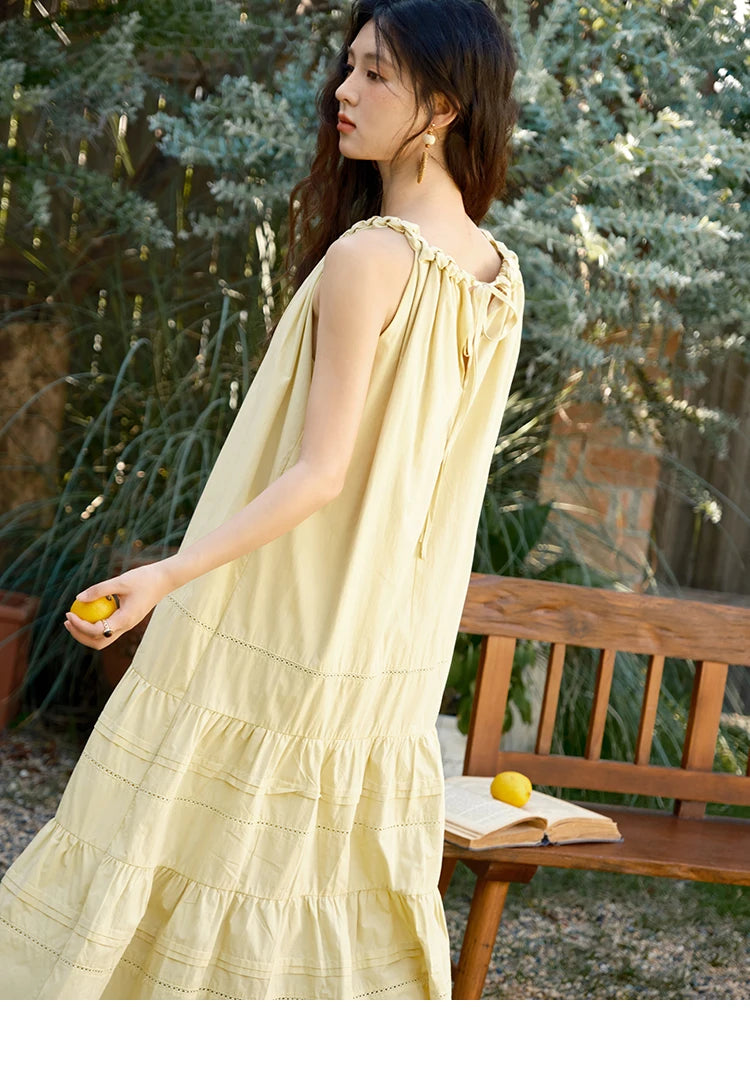 Mishow Twists Neck Strap Hollow Lace-Up Dress MXE39L2383