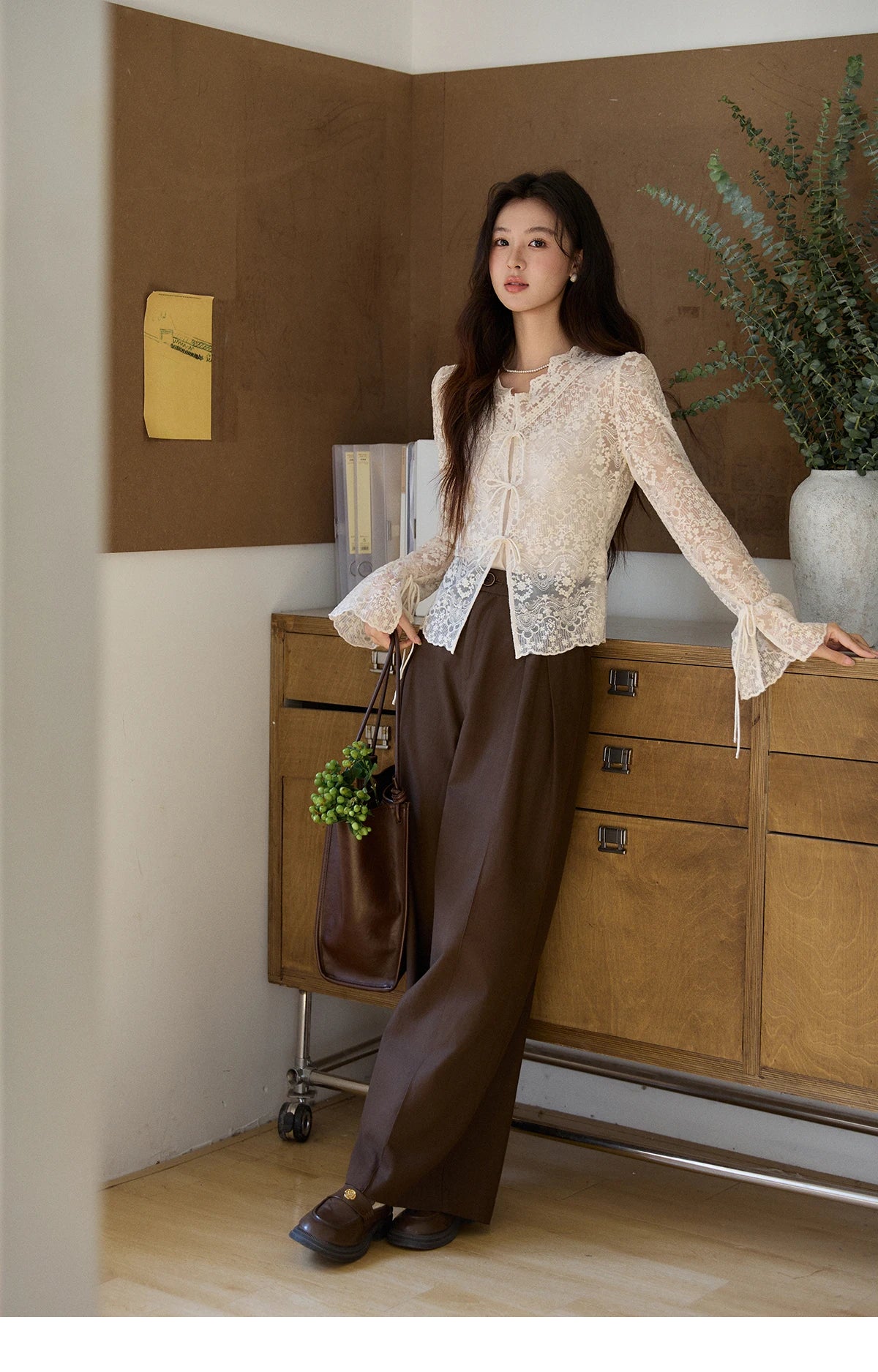 Mishow Sweet Lace Top & Camisole Two-Piece Set MXF108X1001