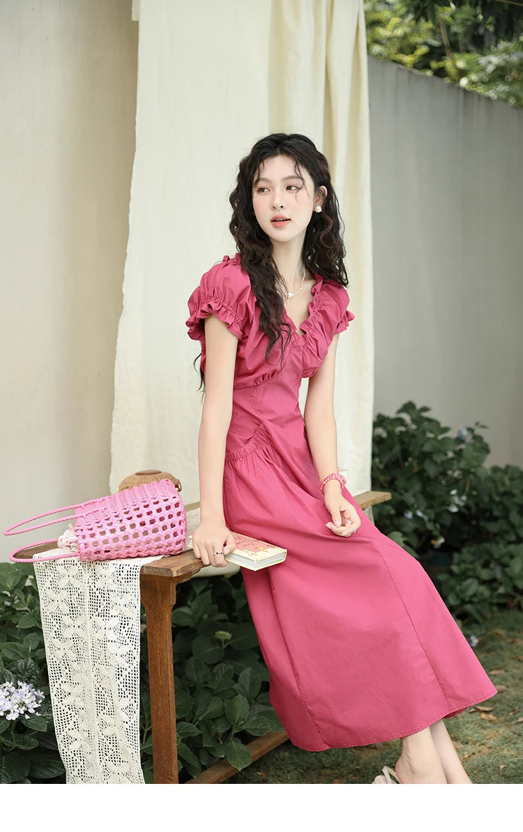 Mishow 100% Cotton V-Neck Pocket Dress MXD29L1934