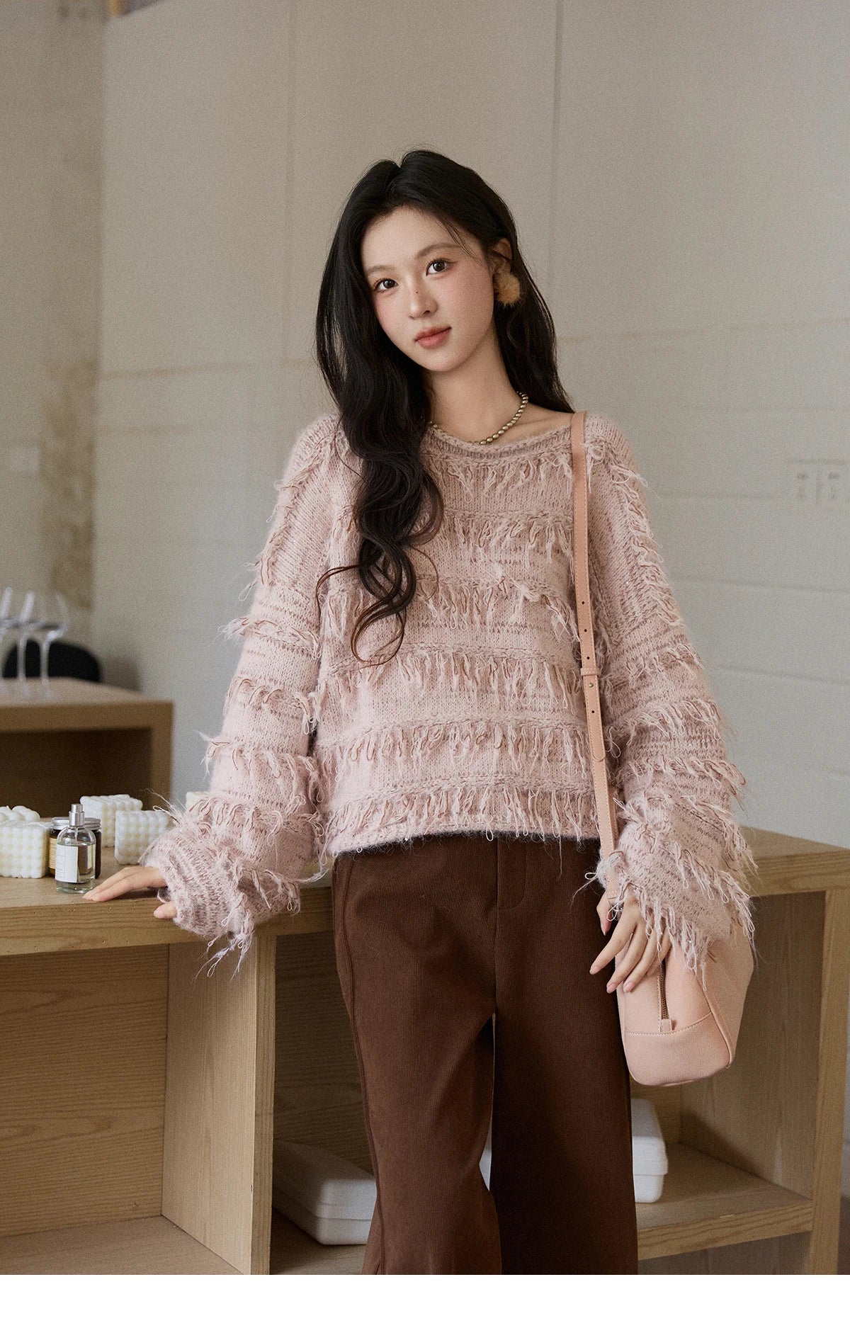 Mishow Tassel Bead Wool Blended Thick Sweater MXE90Z2822