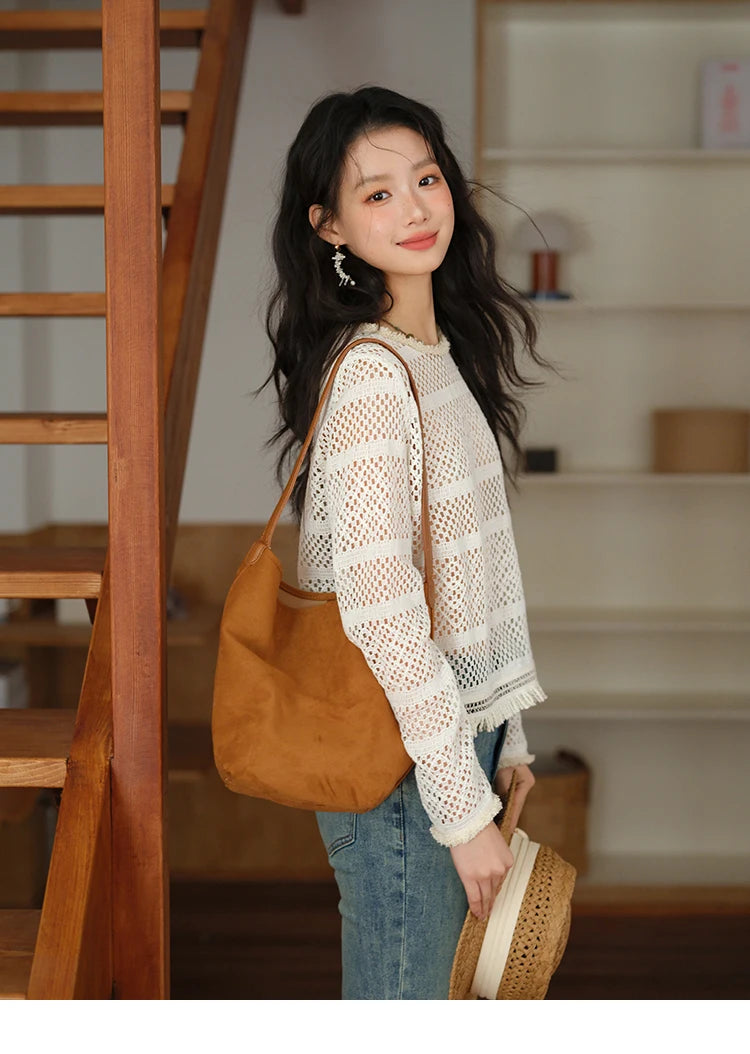 MISHOW Bohemian Lace Hollow Top Hem Tassel Knit MXE41X2466