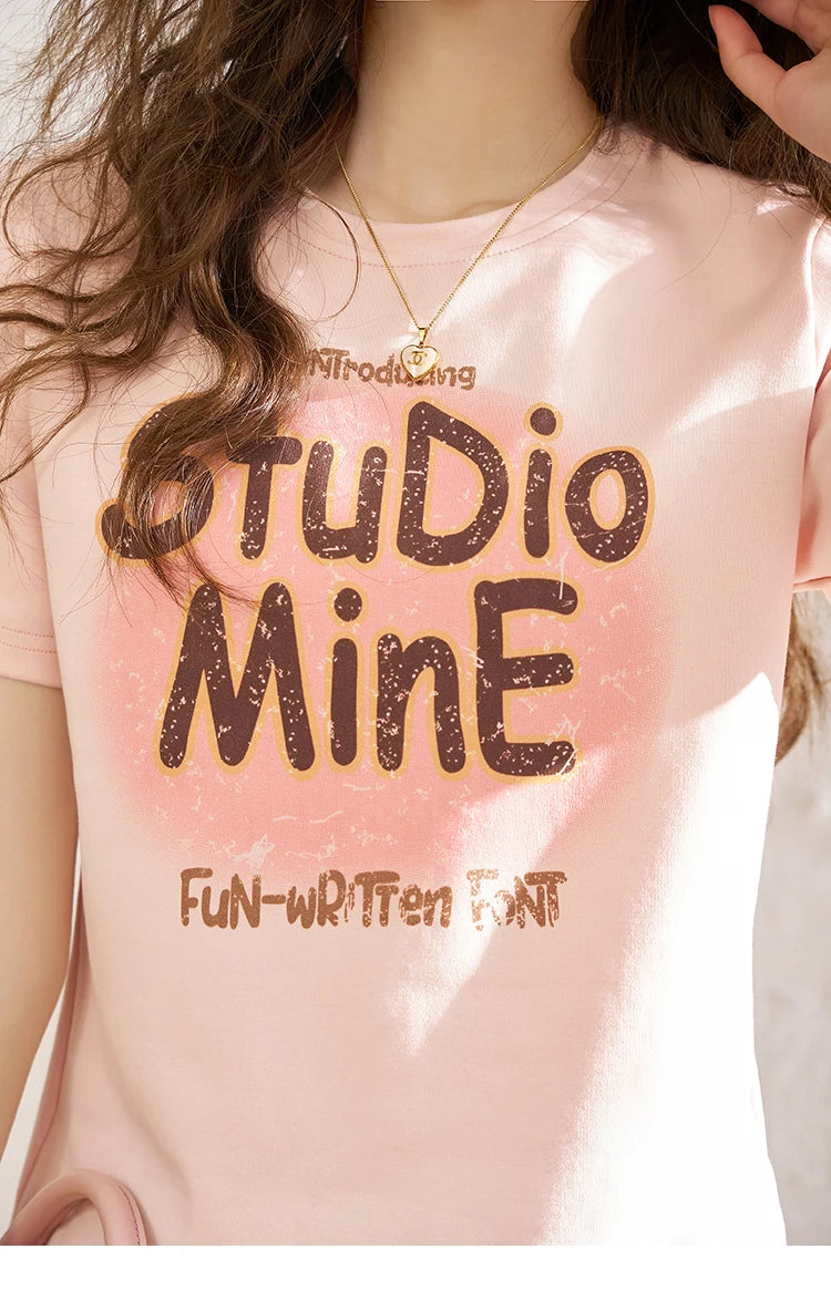 Mishow Letter Print Crew Neck Tee MXD13T0164