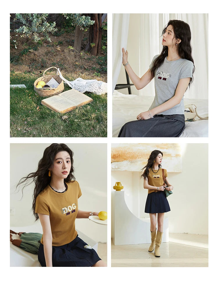 Mishow Cartoon Print Round Neck Tee MXE13T0495