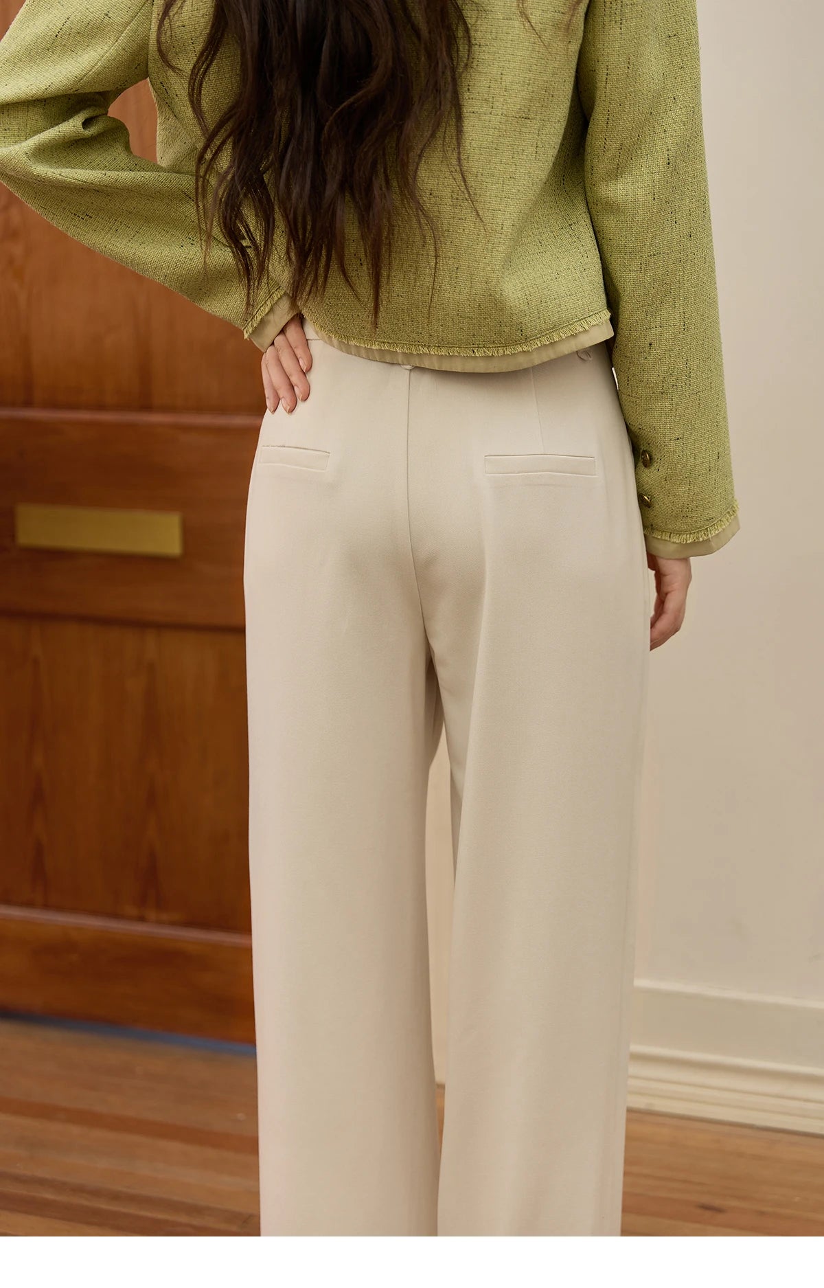 MISHOW Apricot Gray Wide Leg Pants High Waist Slim Versatile MXE41K1013