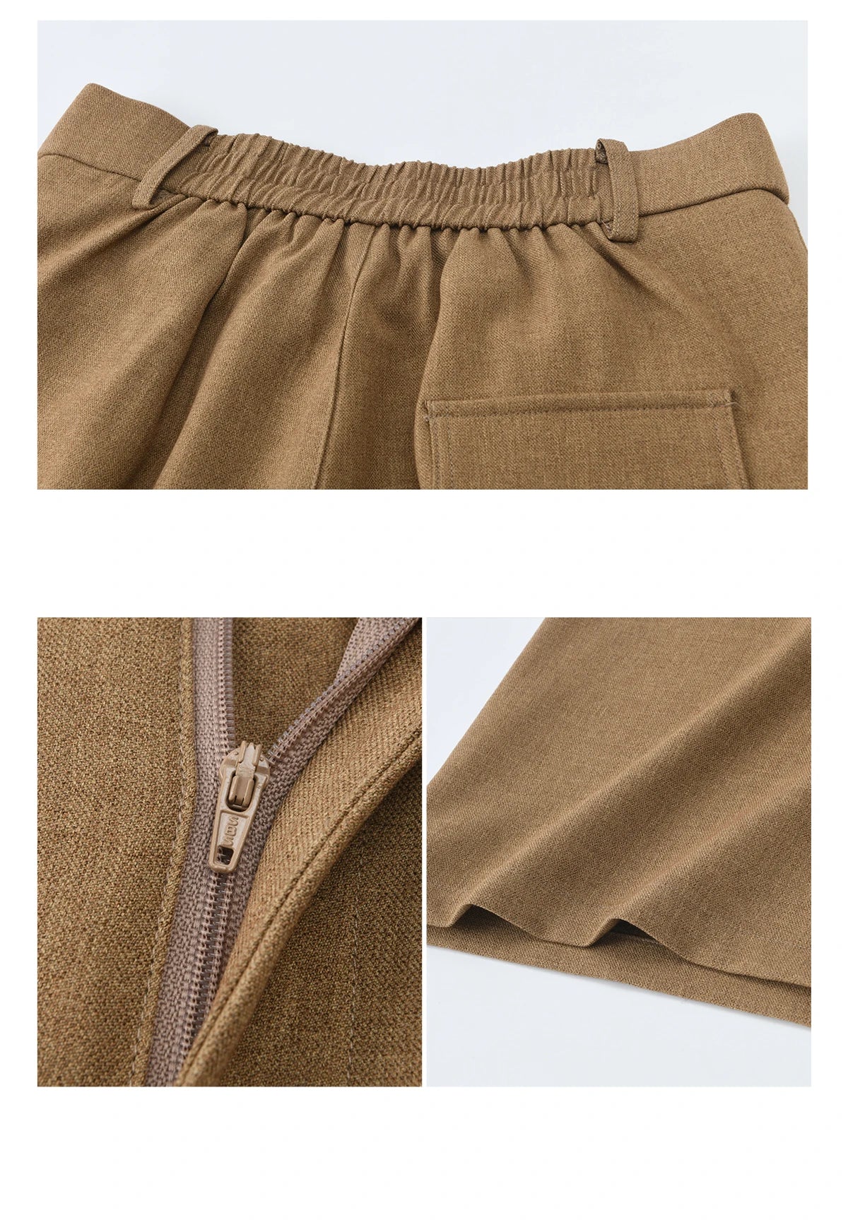 MISHOW Brown Wide Leg Pants Strap Design High Waist Elastic MXF11K1134