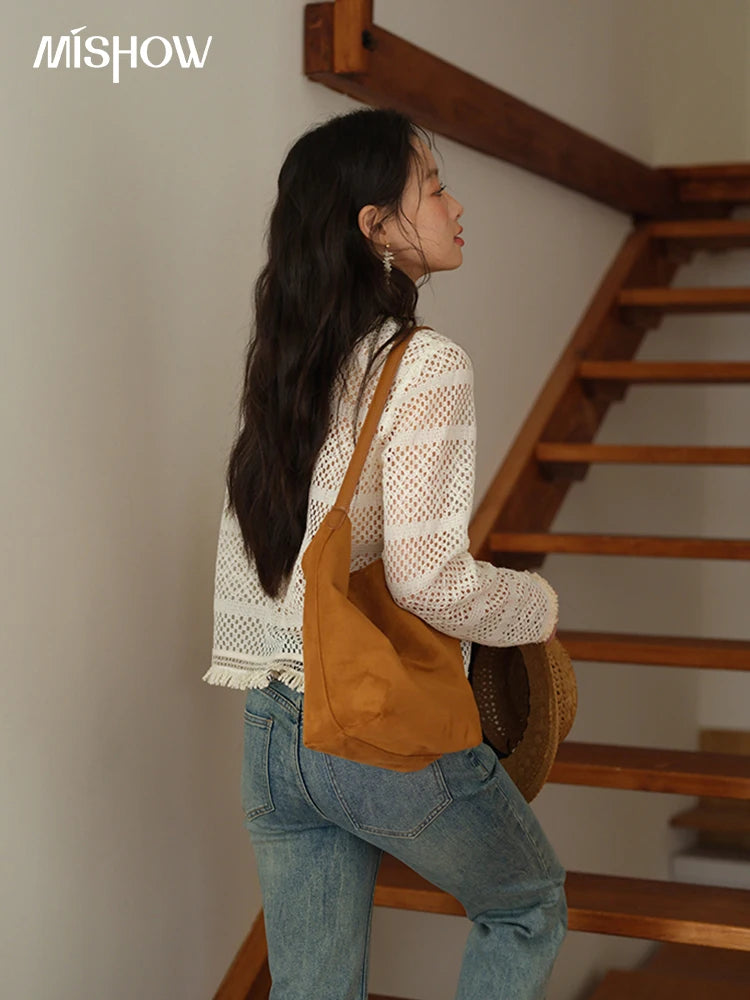 MISHOW Bohemian Lace Hollow Top Hem Tassel Knit MXE41X2466