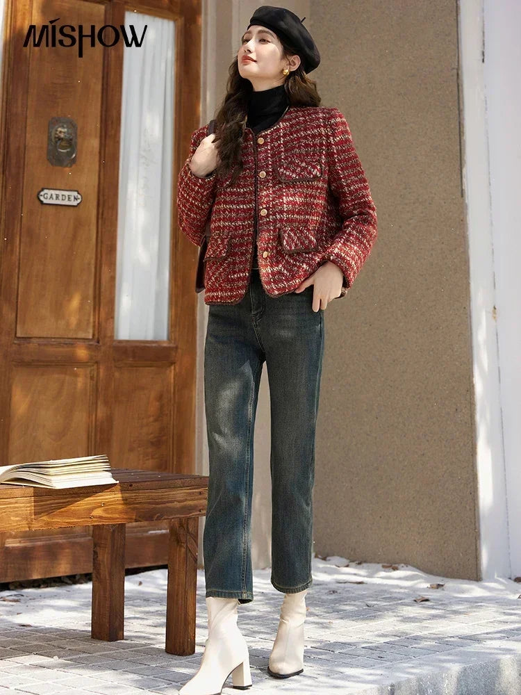 Mishow Luxury Wool Blend Tweed Jacket MXC57Y0021