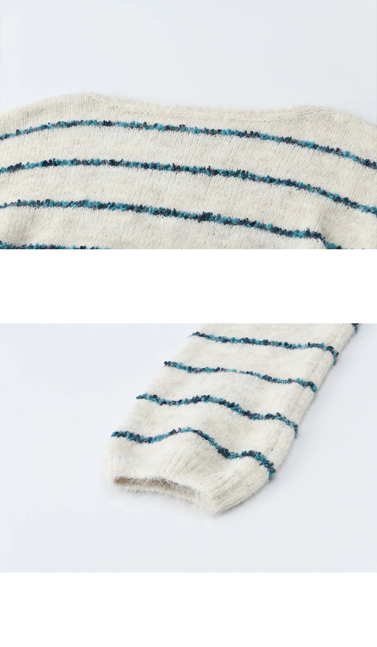 Mishow Blue Striped Alpaca Wool Sweater with Scarf Set MXE90Z2821