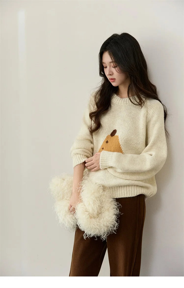 Mishow Pear Pattern Jacquard Crew Neck Pullover MXE94Z2959