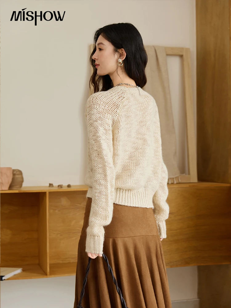 Mishow Apricot Hook Flower Wool Blend Lazy Sweater MXE47Z2577