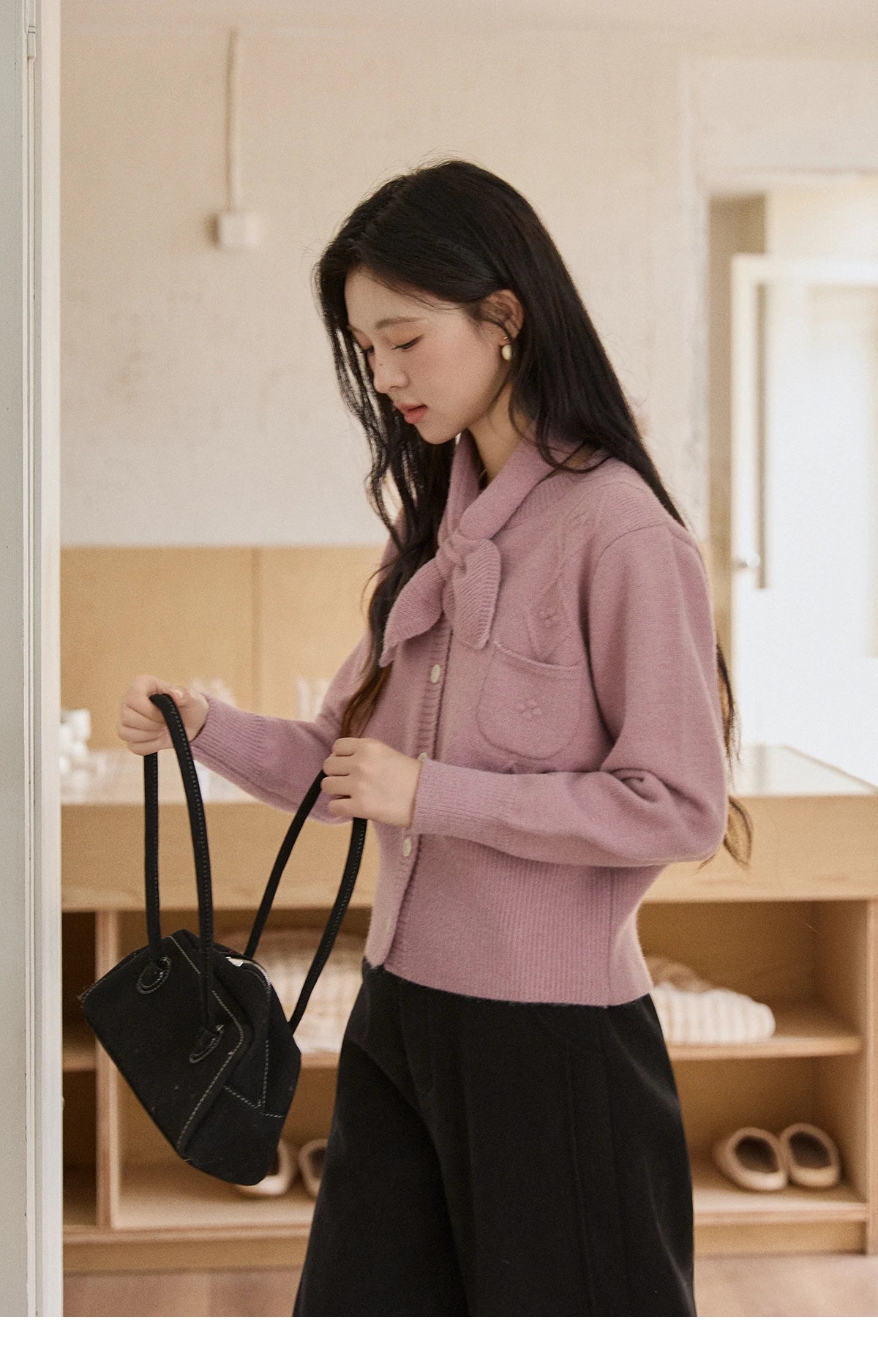 Mishow Taro Purple Detachable Scarf Sweater MXE91Z2825