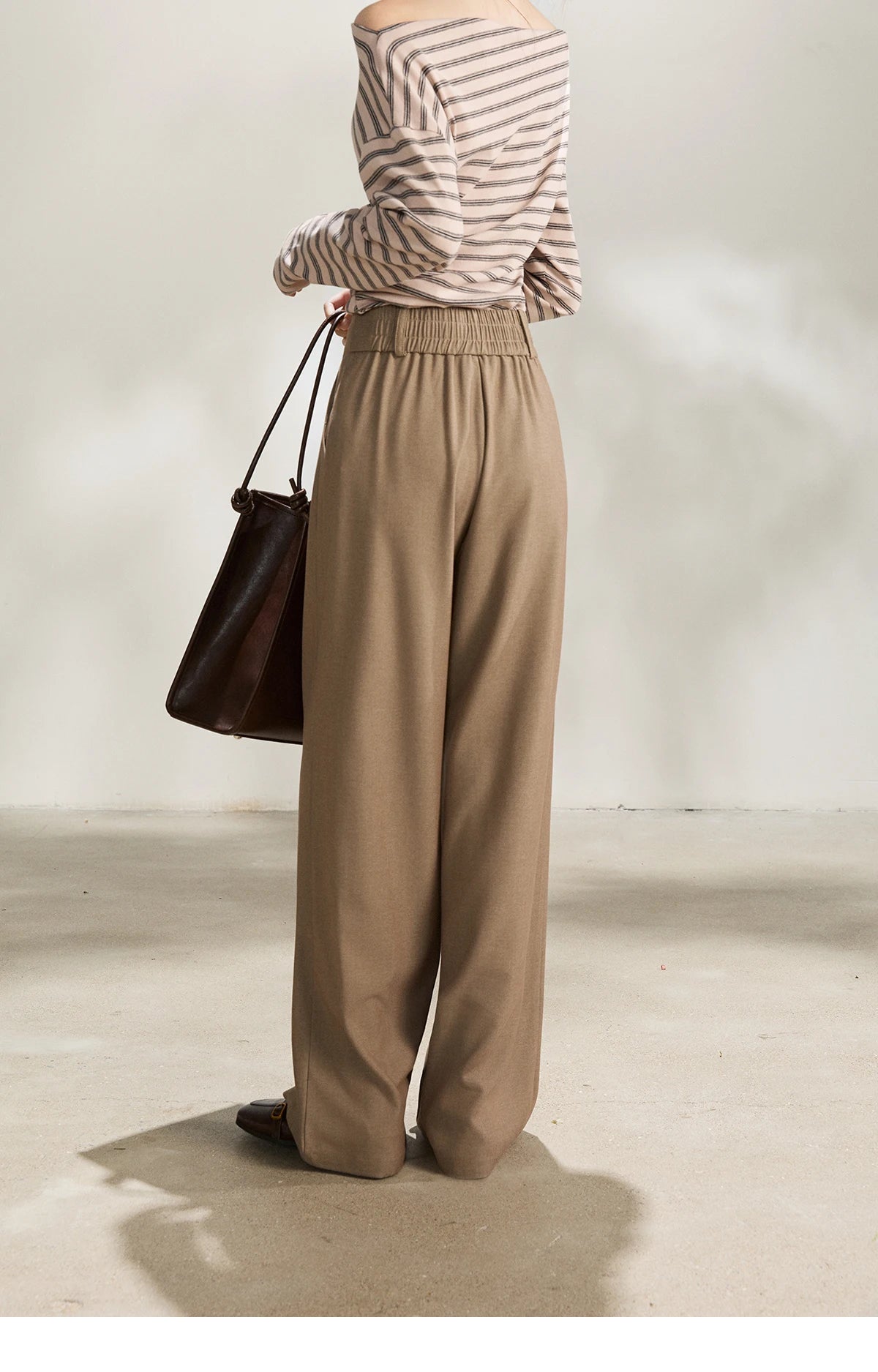 MISHOW Camel Wide Leg Pants High Waist Pleated MXF108K1007
