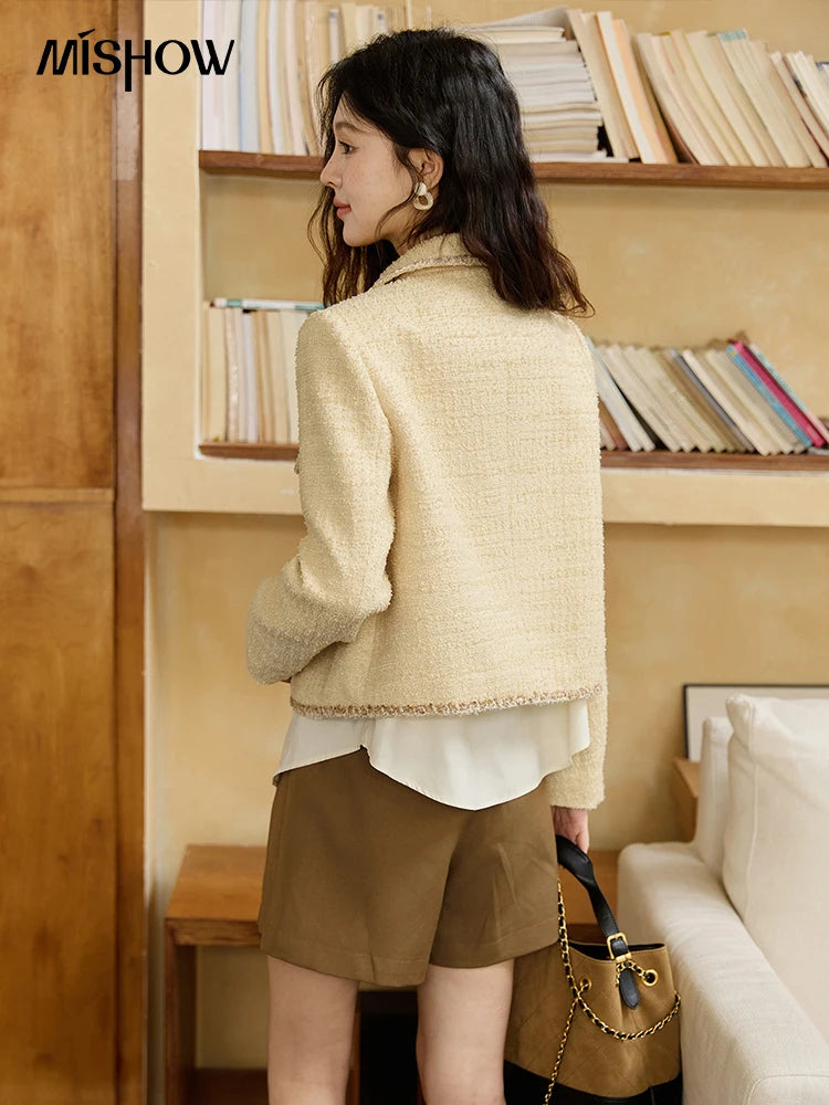 Mishow Fragrant Tweed Metal Button Short Jacket MXE46W0837
