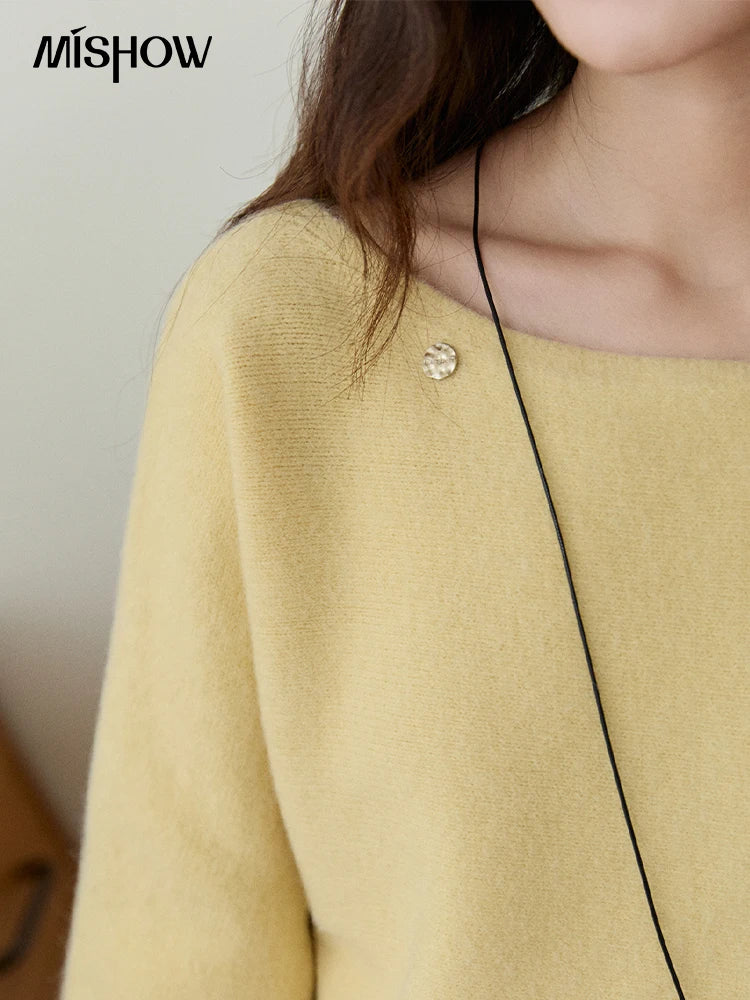 Mishow Boat Neck Lantern Sleeve Pullover MXE94Z2984