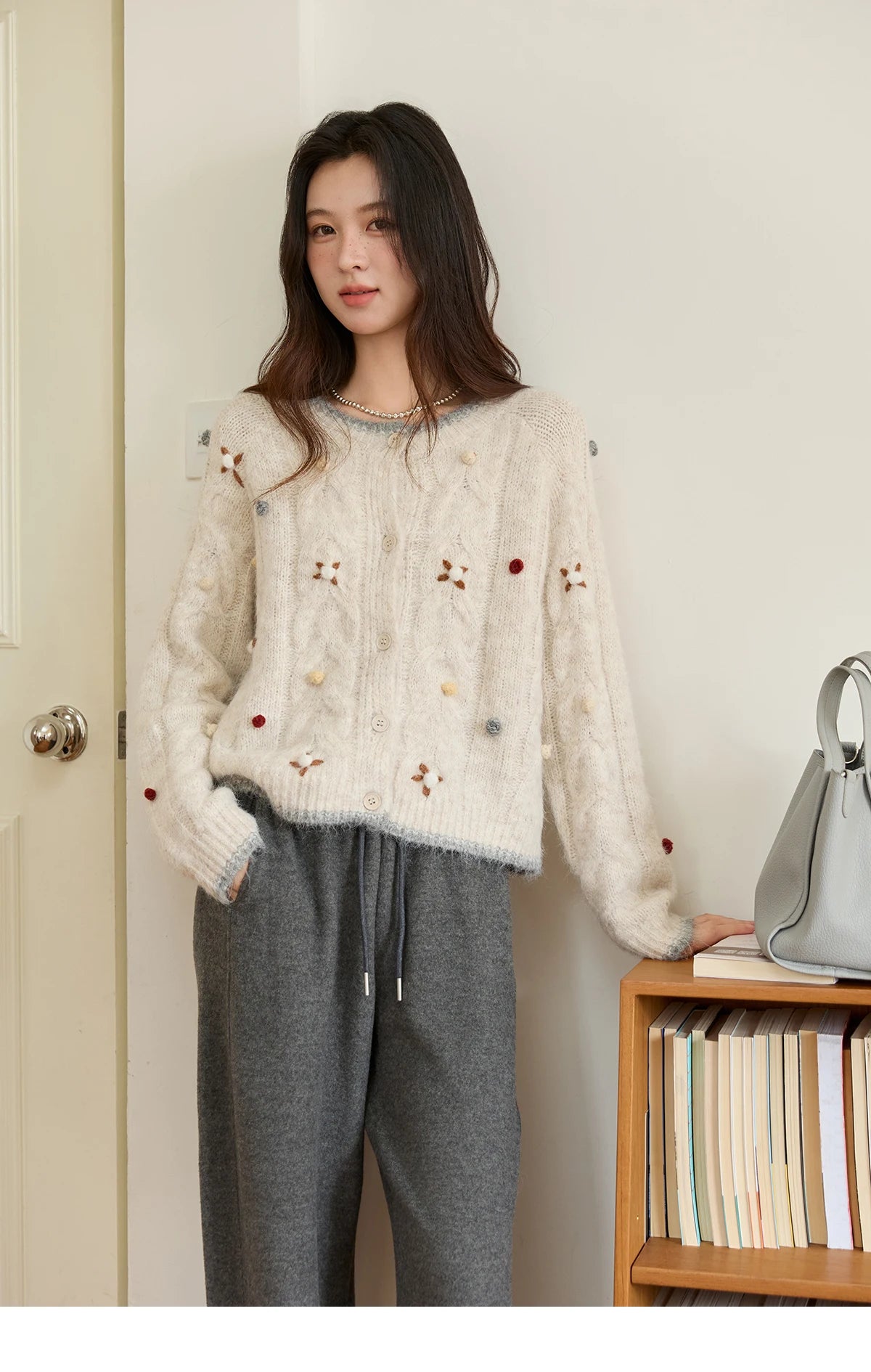 Mishow Hand-Crocheted Wool Blend Cardigan MXE48Z2575