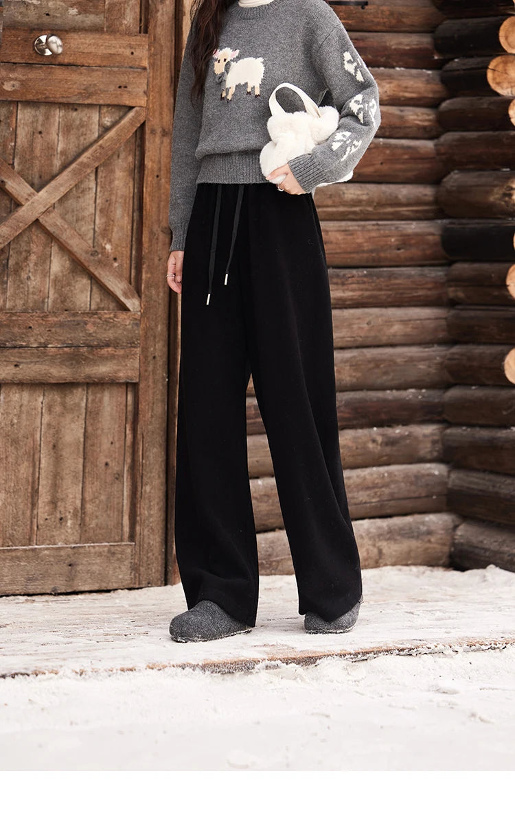 MISHOW High-Waist Wide Leg Pants Drawstring Thin MXD34K0824