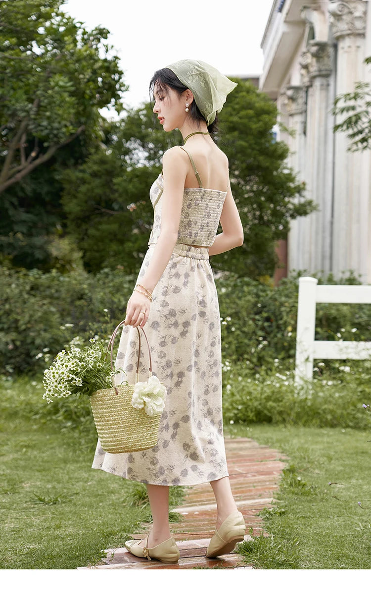 Mishow Floral Camisole Top & Elastic Waist Skirt Set MXD14D0026
