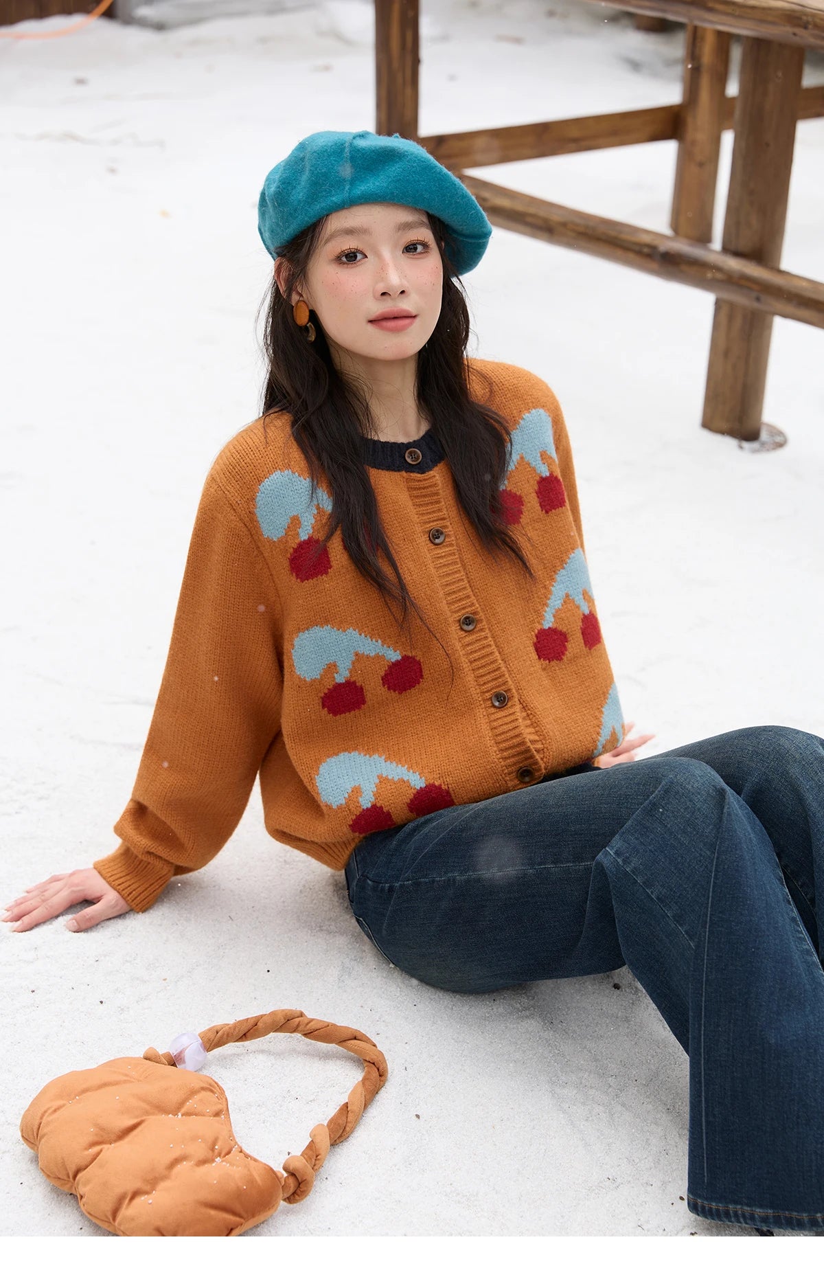 Mishow Cherry Jacquard Retro Sweet Cardigan MXE88Z2689