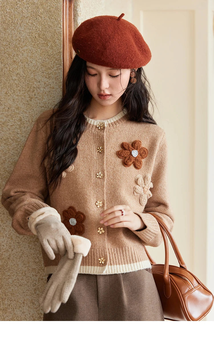 Mishow Flower Pattern Color Clash Metal Button Cardigan MXD56Z0919