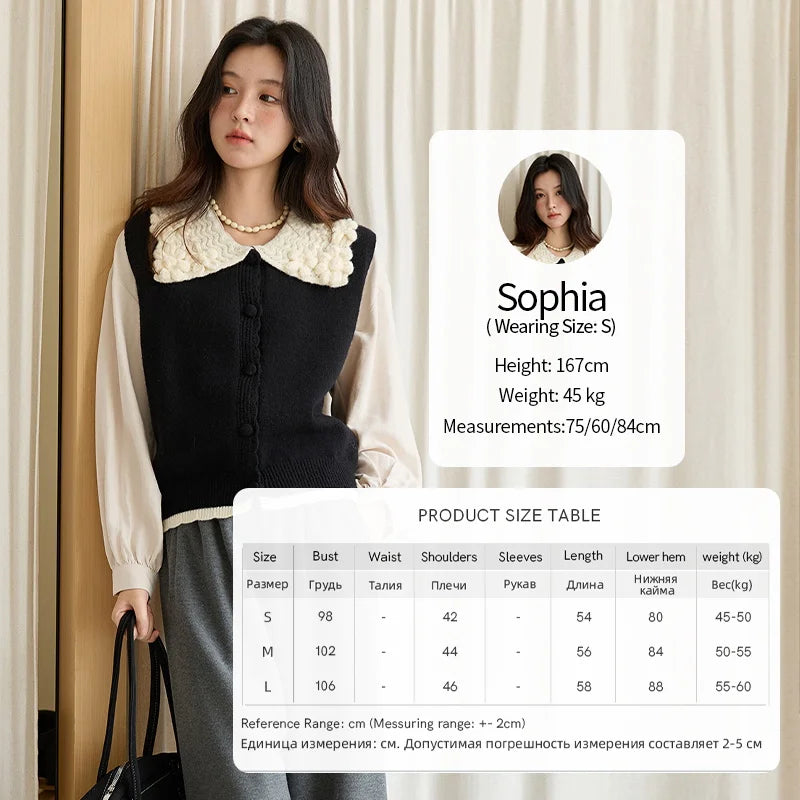 Mishow Black Peter Pan Collar Knitted Vest MXE45Z2484