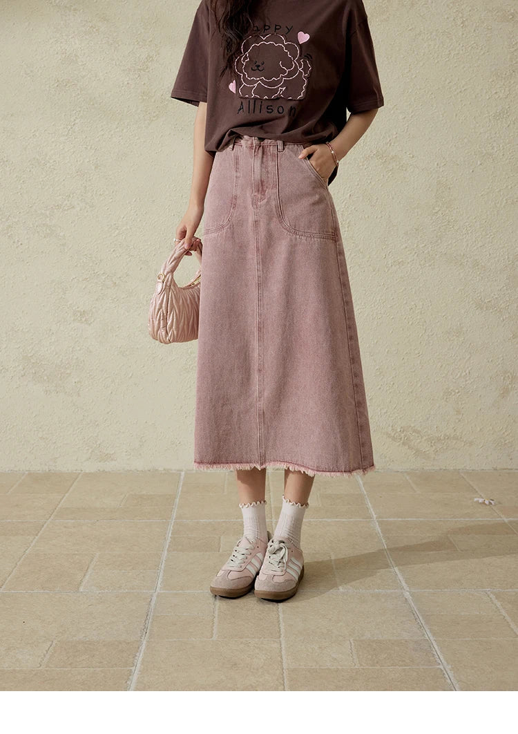 MISHOW High Waist Slim Denim Skirt Straight Pockets MXD44B0506