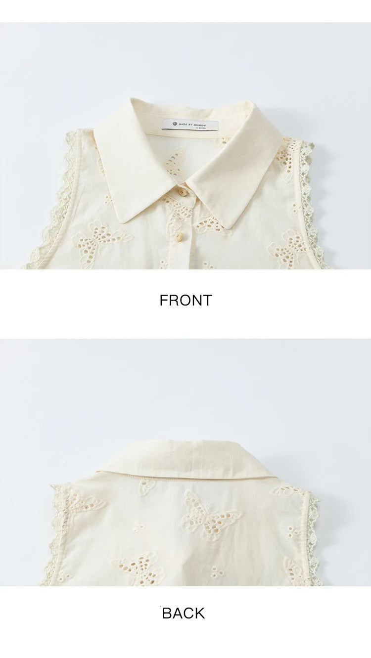 MISHOW Cotton Butterfly Hollow Lace Shirt with Tube Top MXE34X1808