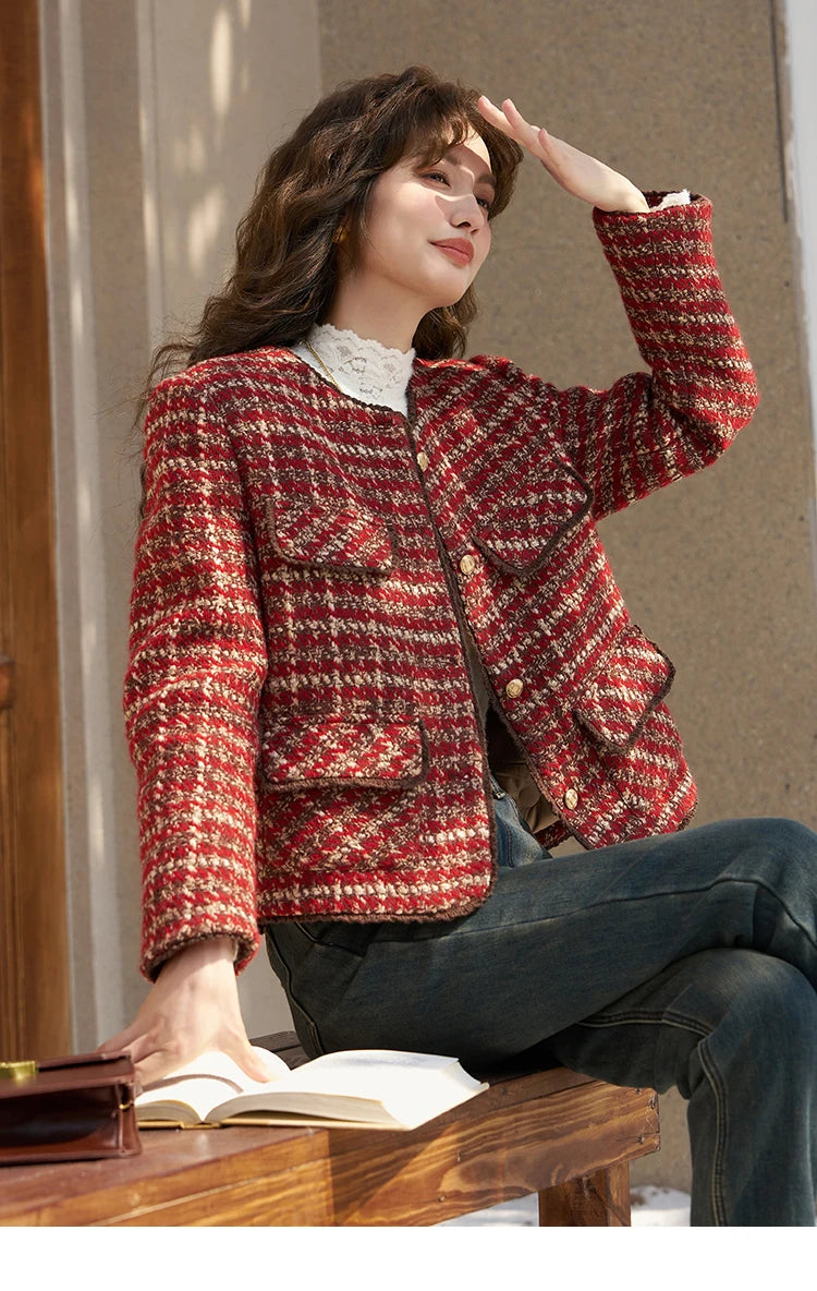 Mishow Luxury Wool Blend Tweed Jacket MXC57Y0021