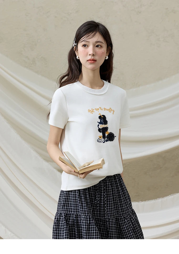 Mishow Dog Embroidered Cartoon Tee MXE33T0540