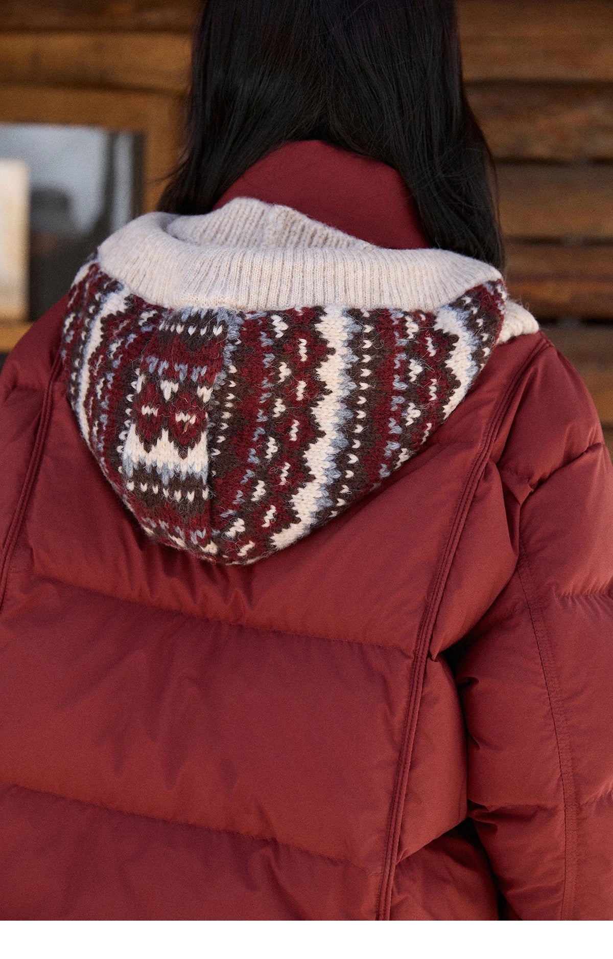 Mishow Christmas Jacquard Hat Down Jacket MXE90Y0086
