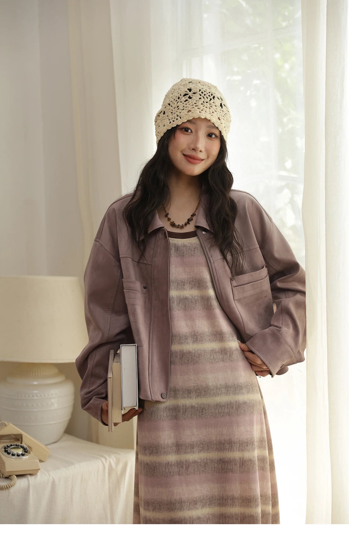MISHOW Pink Purple Striped Sleeveless A-Line Dress MXE44Z1368