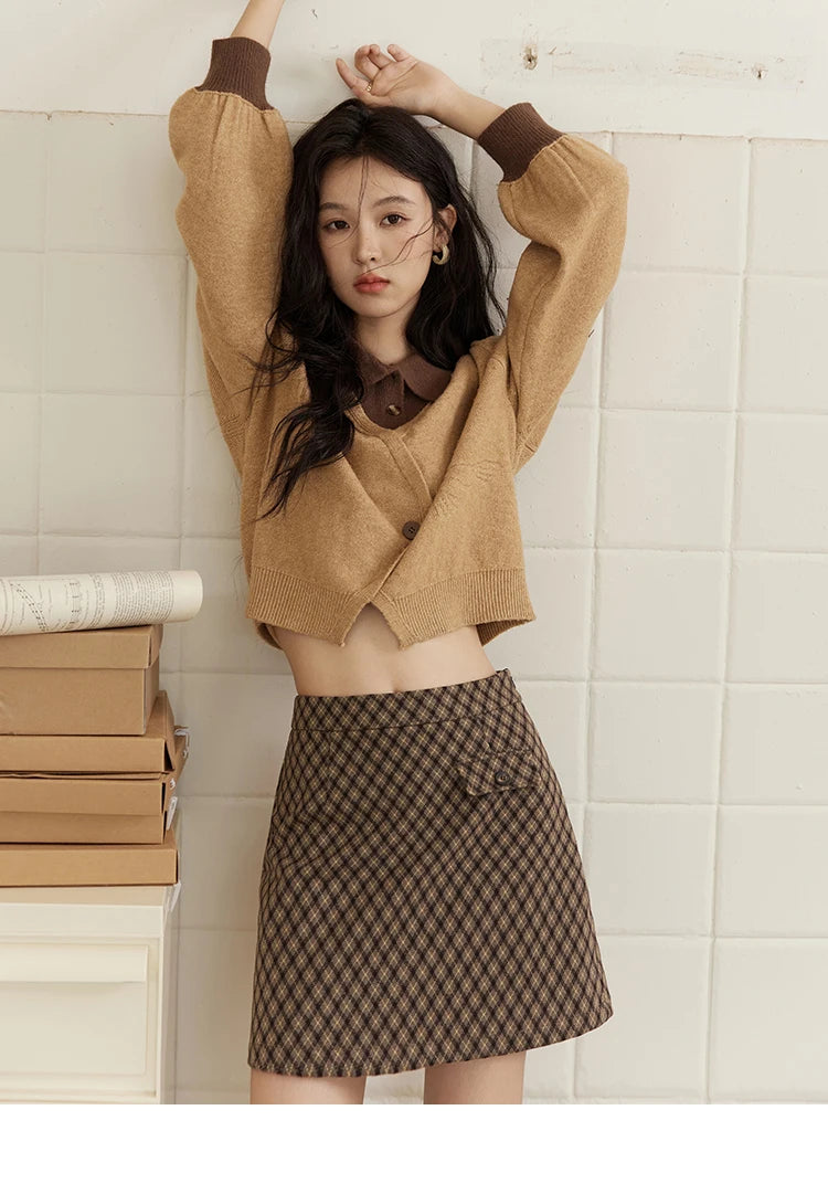 MISHOW Fake Two-piece Sweater Women French Retro Splicing Top MXD46Z0804