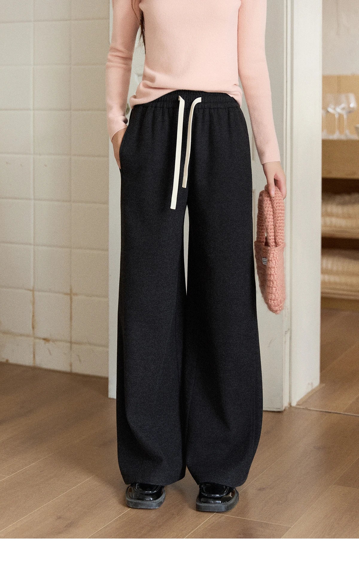 MISHOW Wide-Leg Pants High Waist Straight Lace-Up Loose MXE89K1100