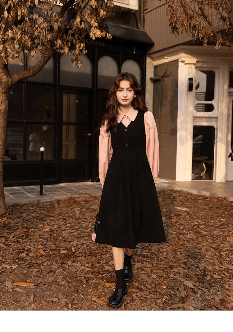 Mishow Corduroy V-Neck Sleeveless Strap Dress MXB43L1246