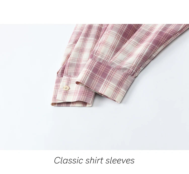 MISHOW Purple Plaid Cotton Shirt Polo Neck Pockets MXE14C0417