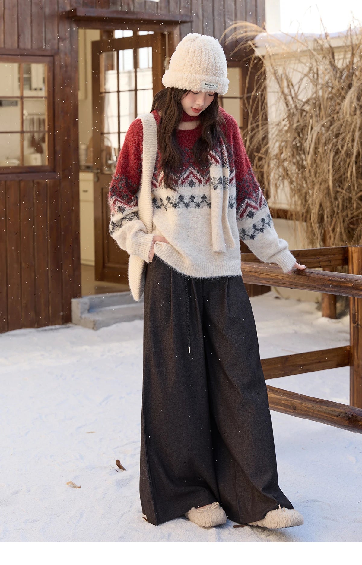 Mishow Christmas Fair Isle Sweater with Scarf MXE51Z2628