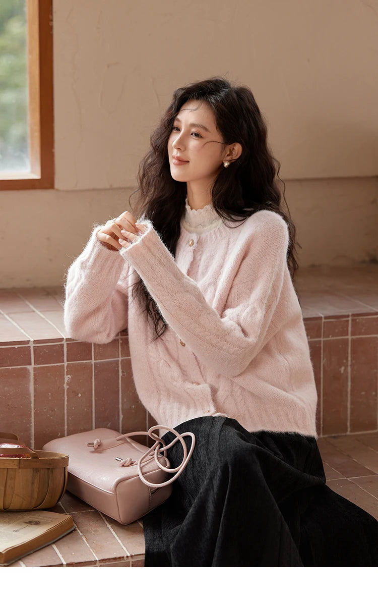 Mishow French Gentle O-Neck Wool Knit Cardigan MXD55Z1030