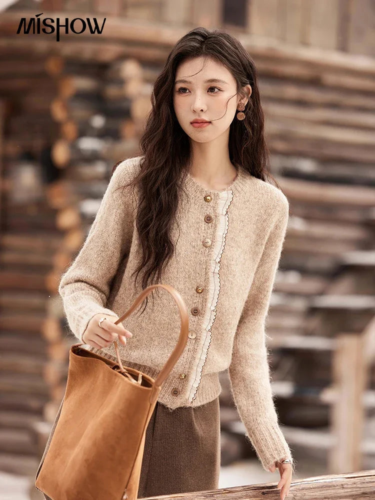 Mishow Spliced Lace Button Cardigan MXD58Z0998