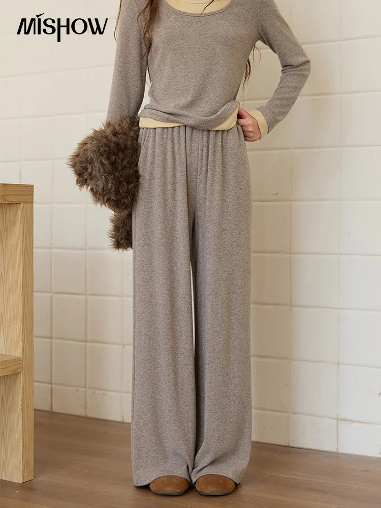 MISHOW Elastic Waist Casual Pants Loose Wide Leg Trousers MXE89K1119