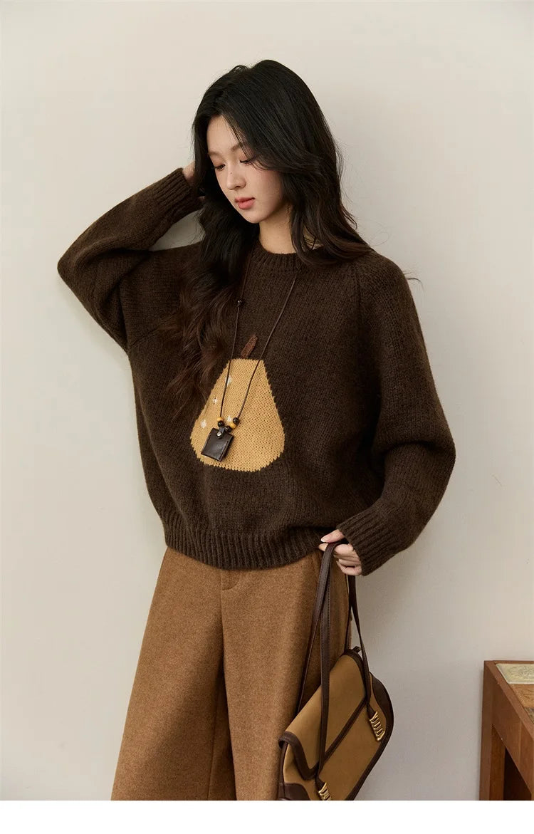 Mishow Pear Pattern Jacquard Crew Neck Pullover MXE94Z2959