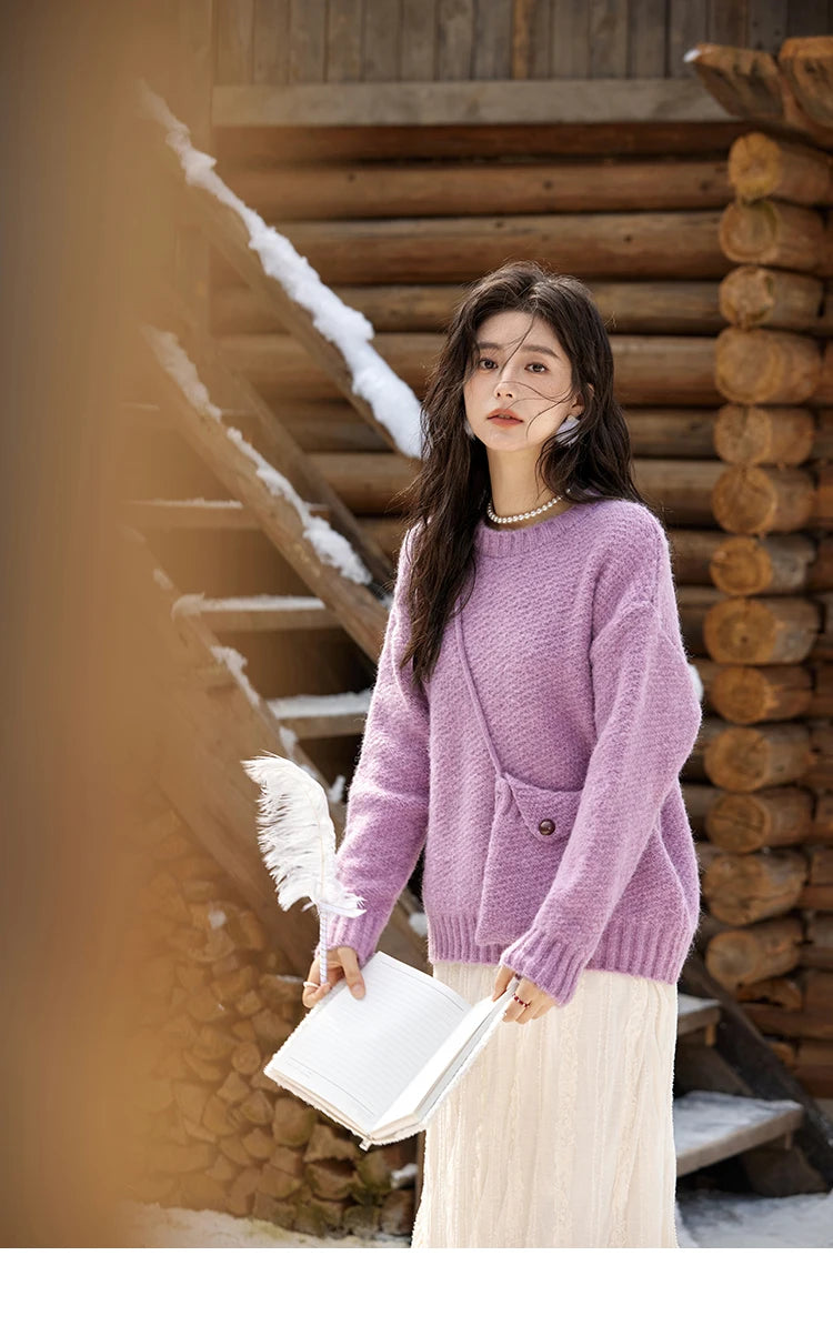 Mishow Oversized Sweater with Matching Bag MXD57Z1083