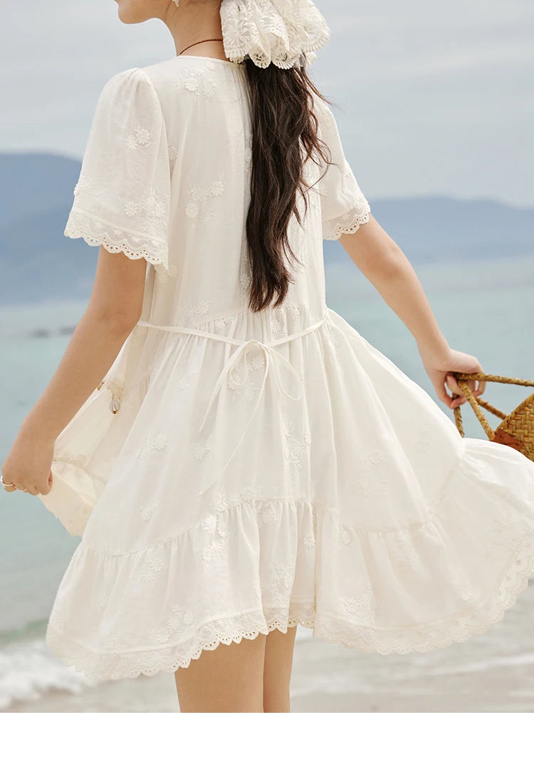 Mishow Bohemian V-Neck Shell Lace Midi Dress MXE33L2195