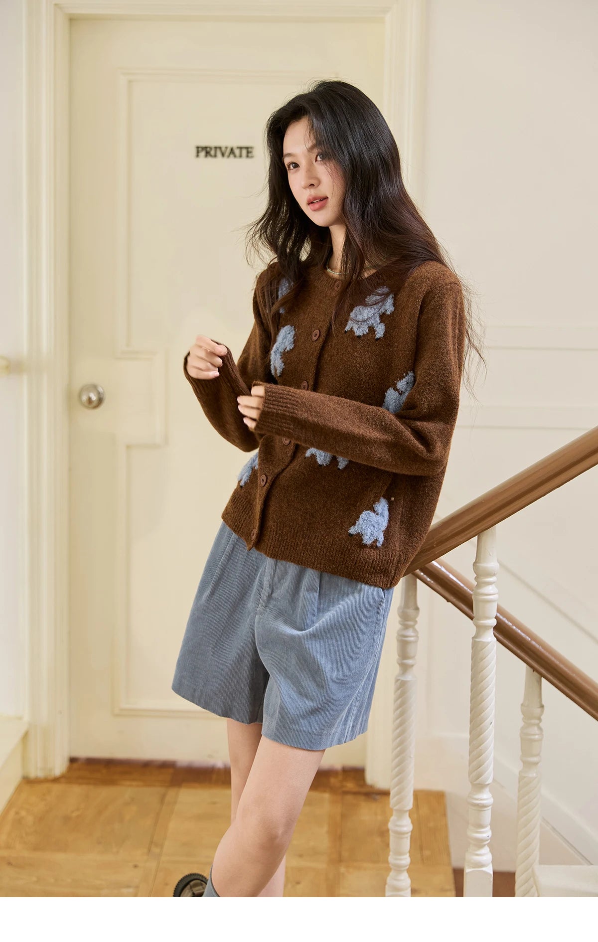 Mishow Lamb Jacquard Round Neck Cardigan MXE48Z2571